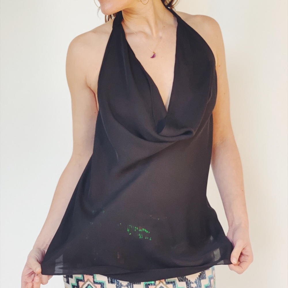 Haute Hippie black sheer top S NWT